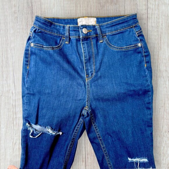 FREE PEOPLE Blue High Rise Distressed Stretch Denim Skinny Jeans 28 - Picture 2 of 7